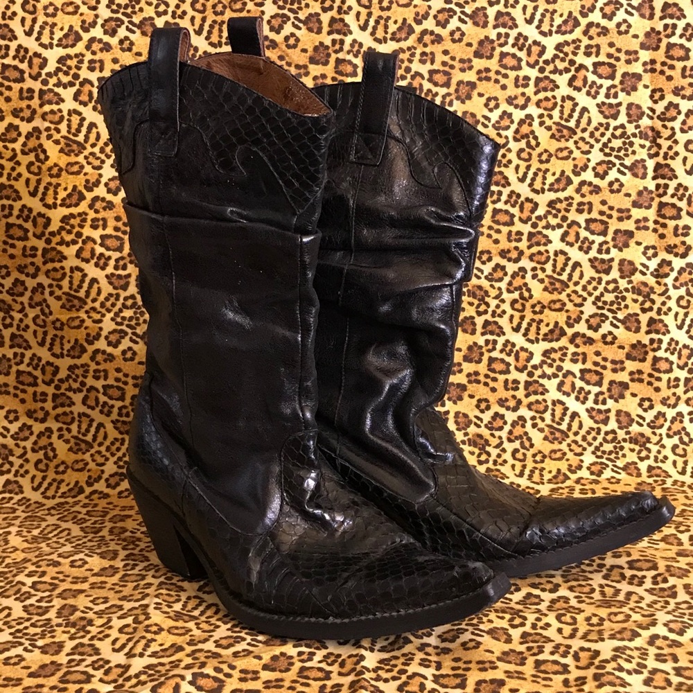 Leather cowboy boots